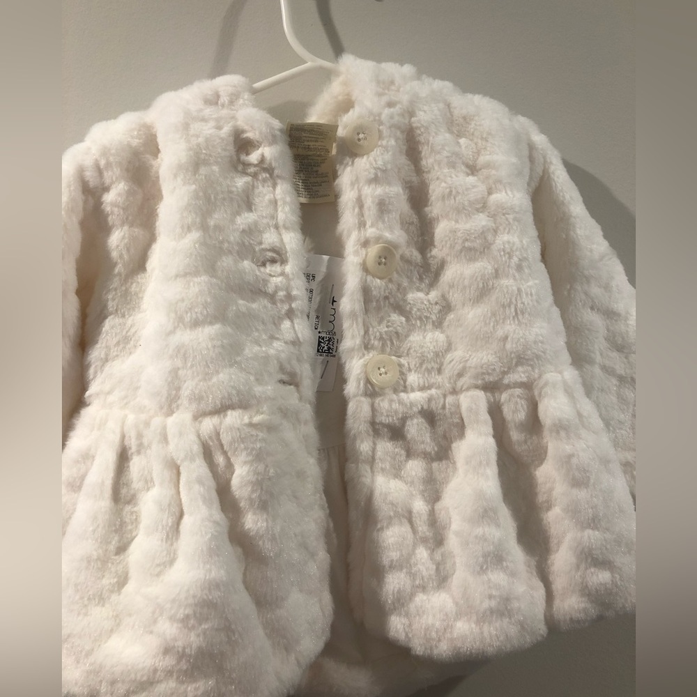 18mo white fur jacket NWT